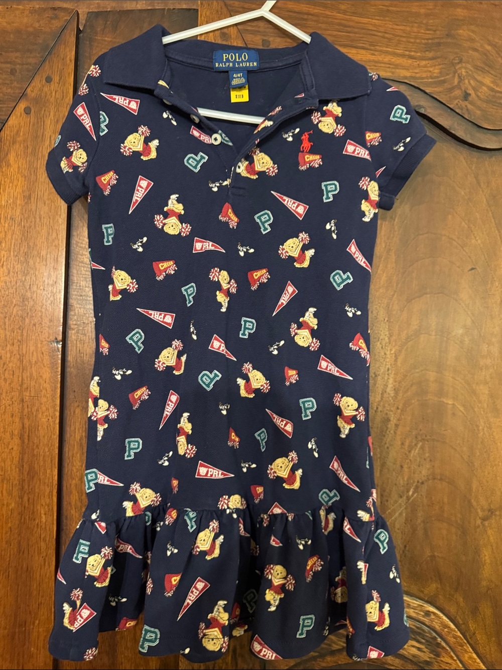 Polo by Ralph Lauren Navy Cheerleader Print Polo Dress